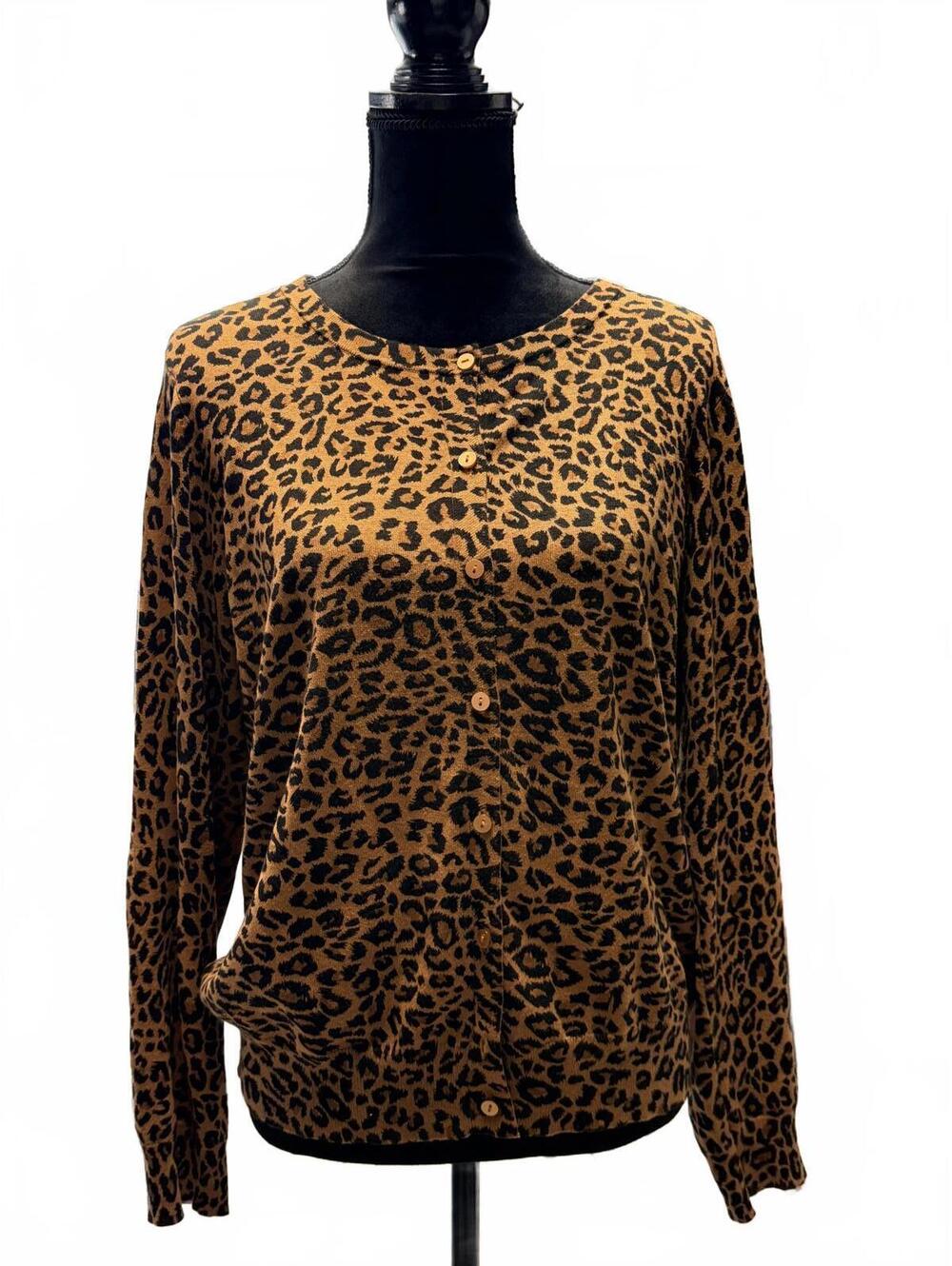 Leopard Print Cardigan XL Mob Wife Aesthetic Indie Sleaze Animal Print Sweater